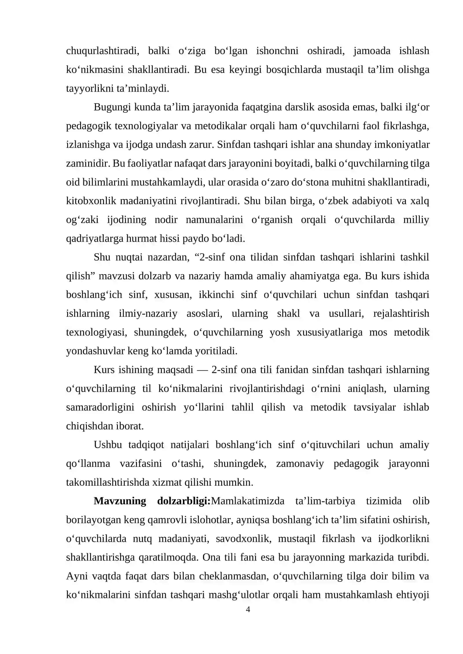 2-SINF ONA TILIDAN SINFDAN TASHQARI ISHLARINI TASHKIL QILISH 4