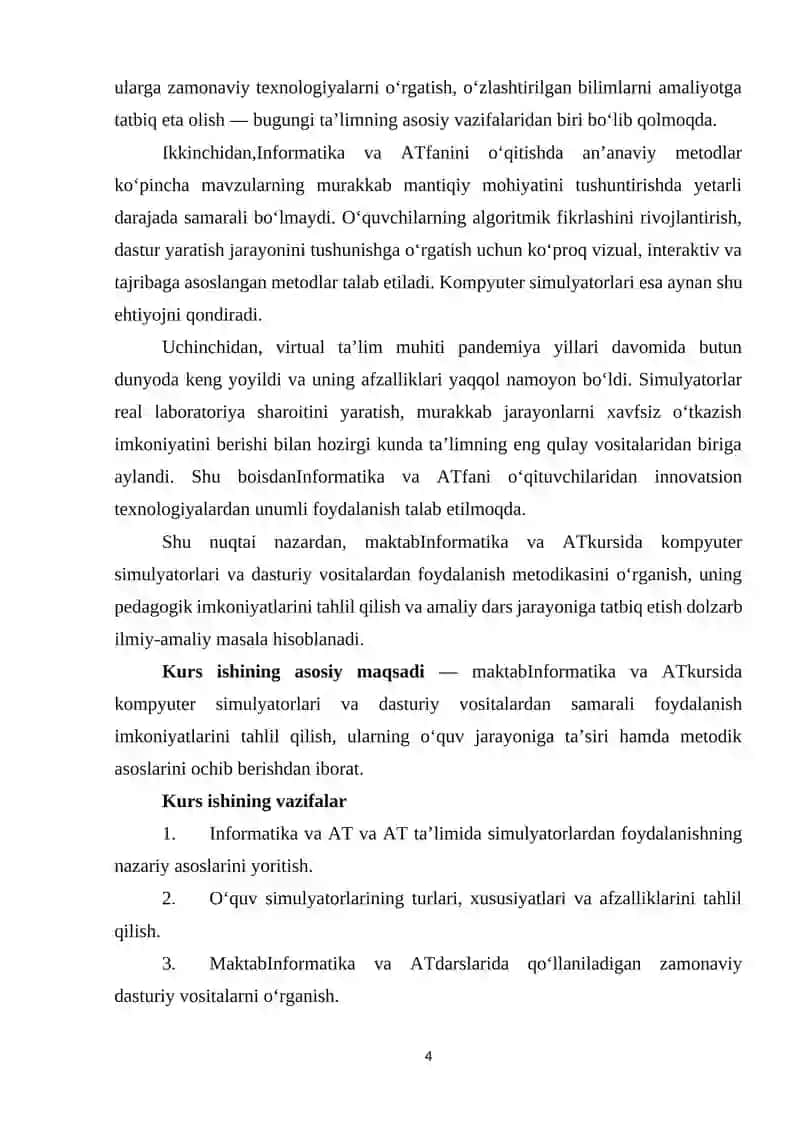 Maktab Informatika va AT kursida kompyuter simulyatorlari va dasturiy vositalardan foydalanish 4