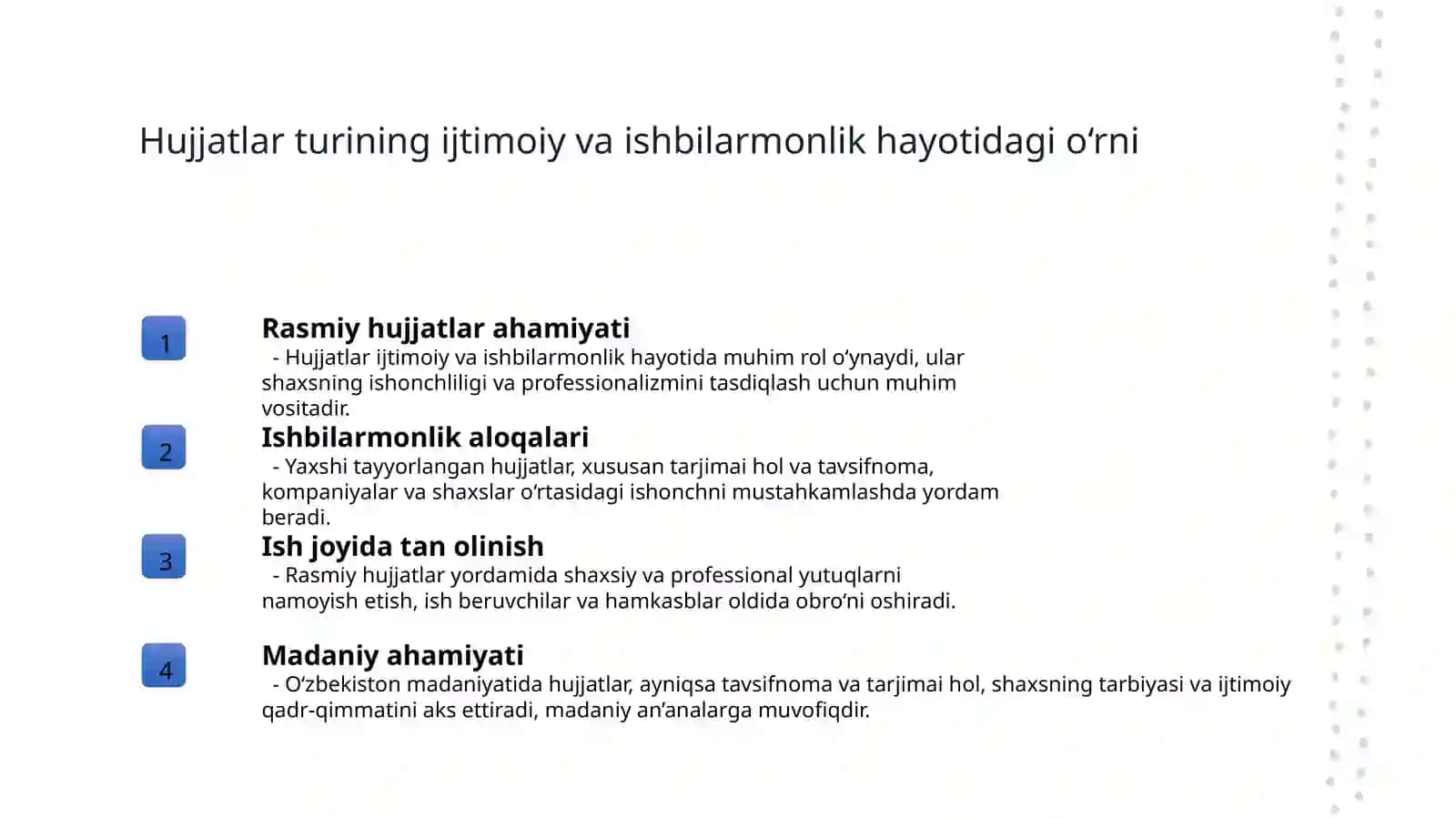 Shaxsiy va professional hujjatlarning turlari va ularning maqsadlari 4