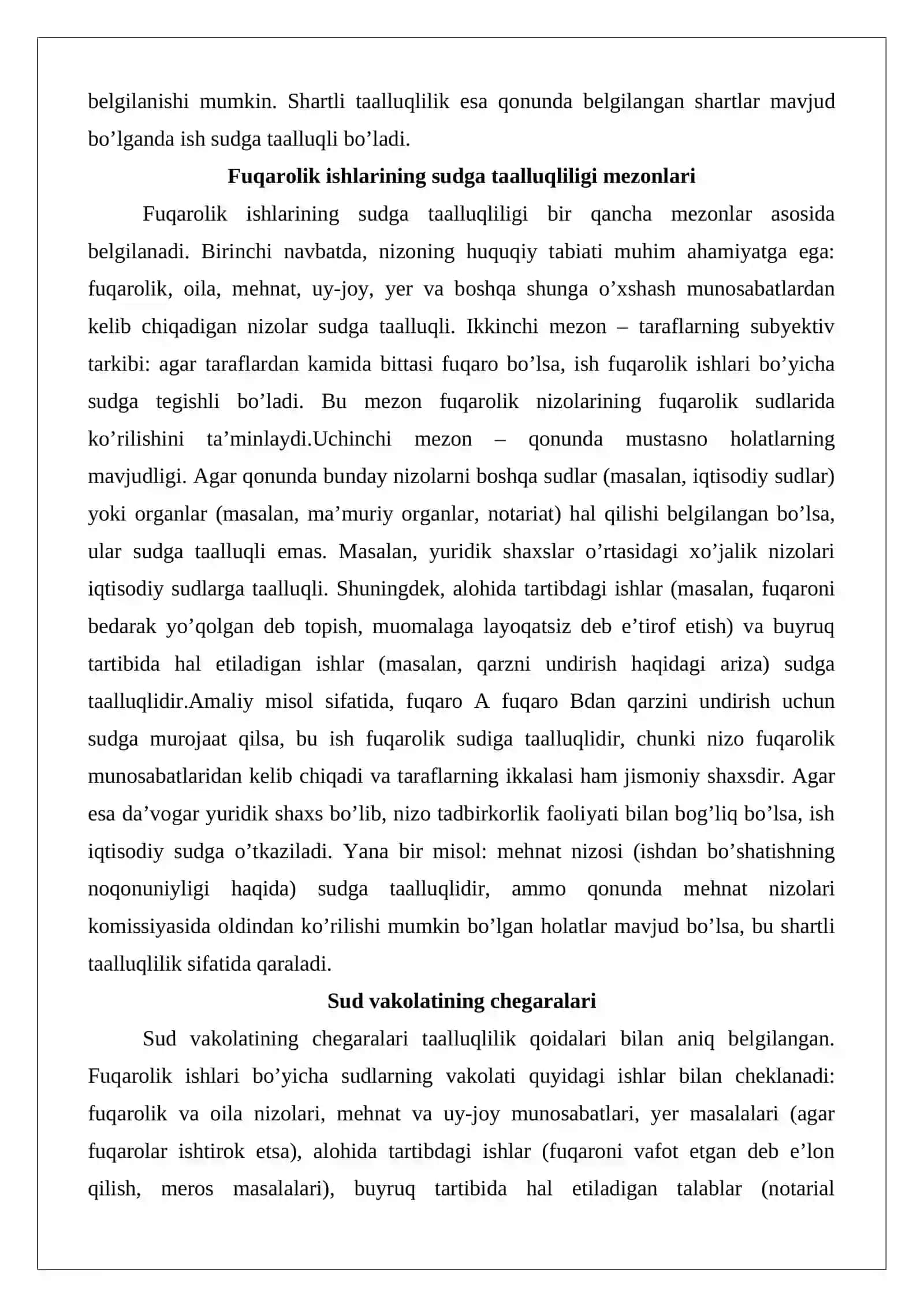 Fuqarolik ishlarining taalluqliligi tushunchasi va turlari 4