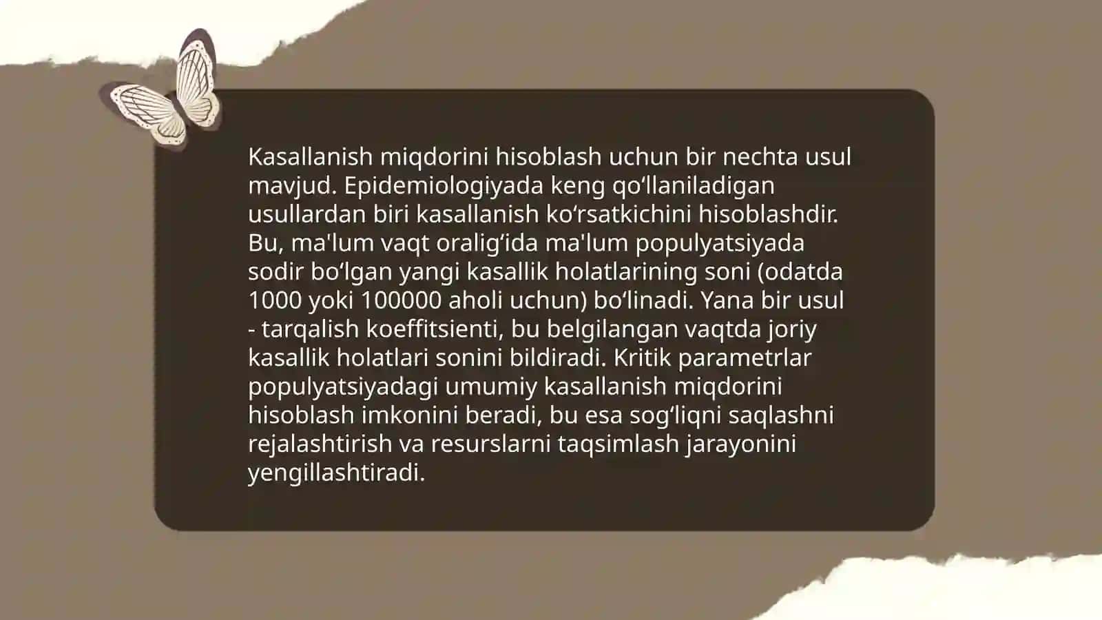 Aholi kasallanishlari ko'rsatkichlari va ularni hisoblash 4