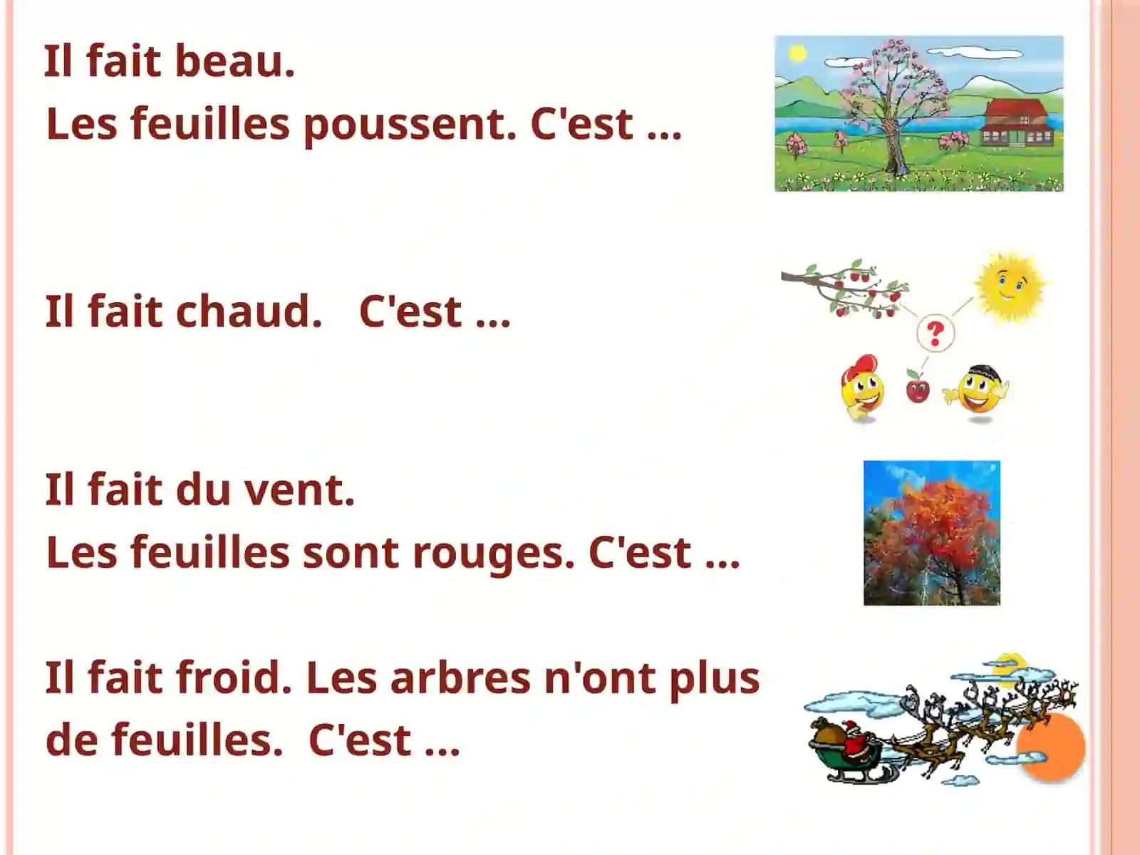 5-sinf Fransuz tili fanidan dars ishlanma. Les saisons 4