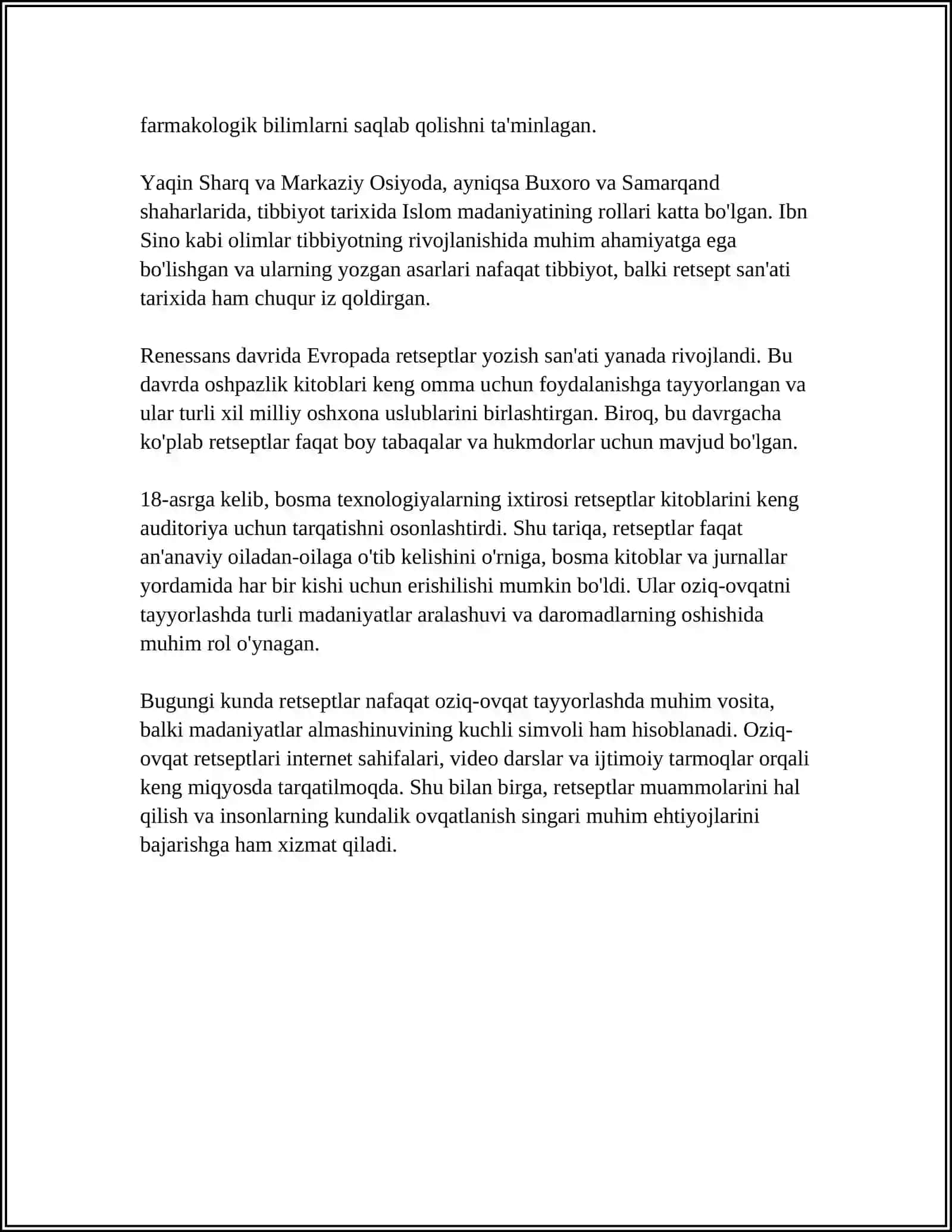 RETSEPT TARIXI 4