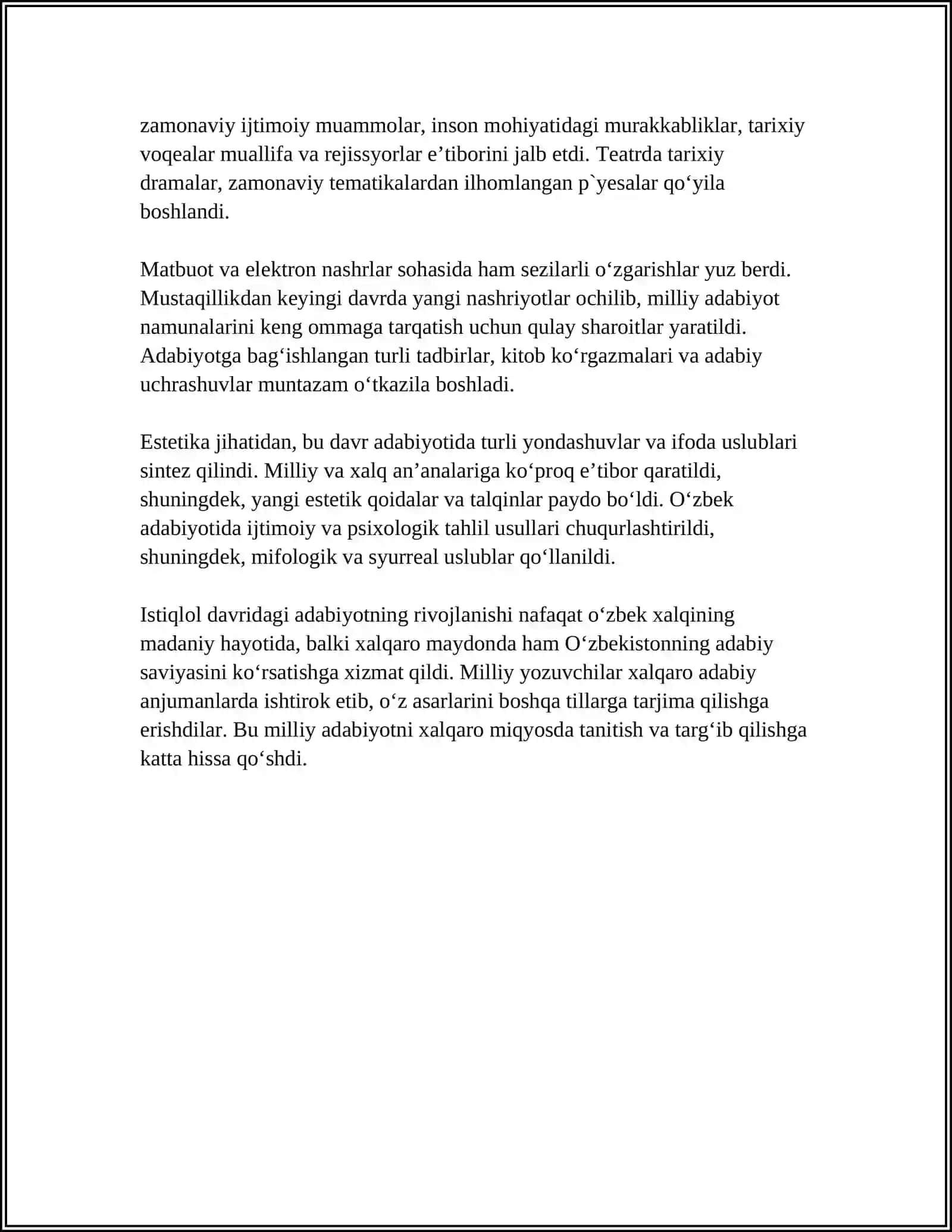 ISTIQLOL VA BUGUNGI ADABIY-ESTETIK QARASHLAR 4