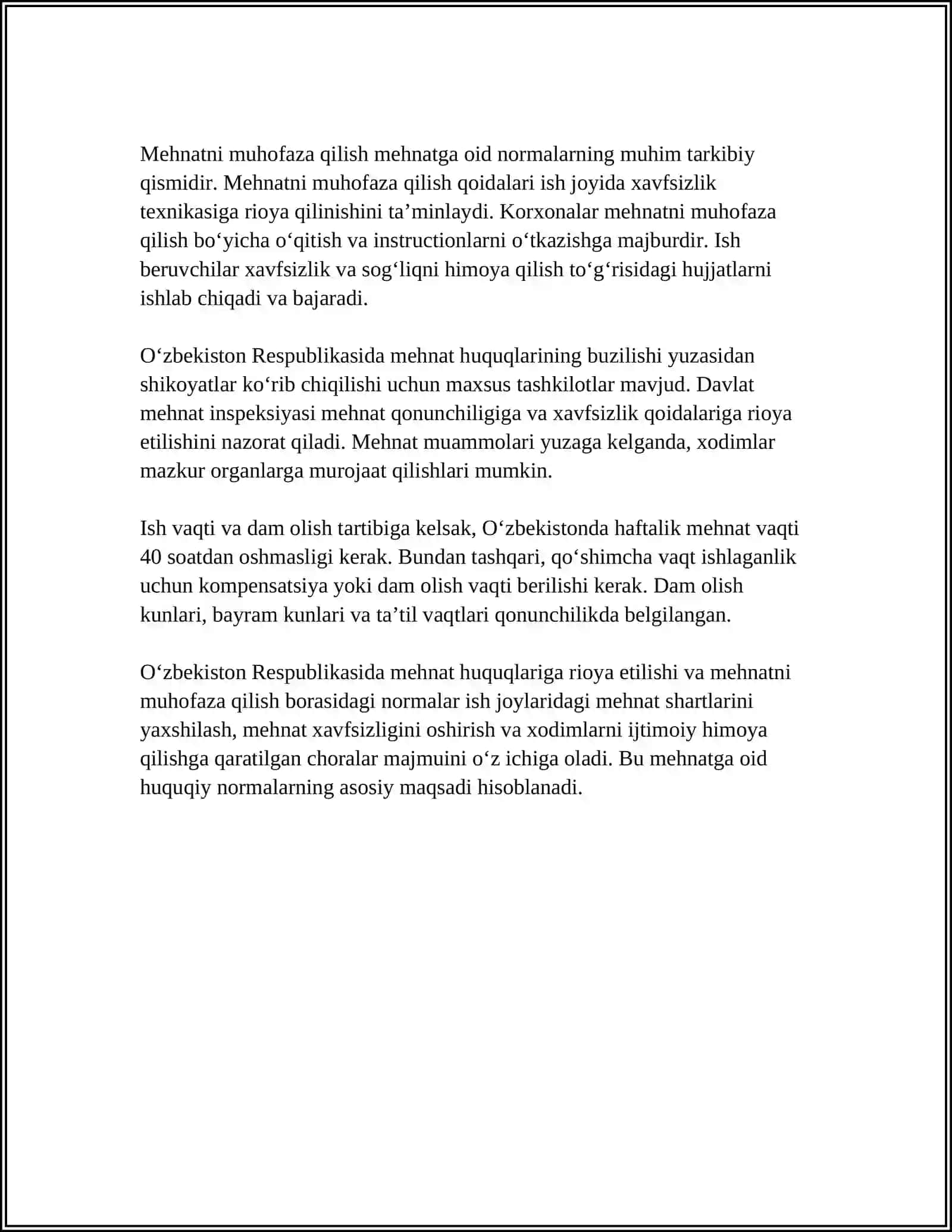 MEHNATGA OID HUQUQIY MUNOSABATLAR 4