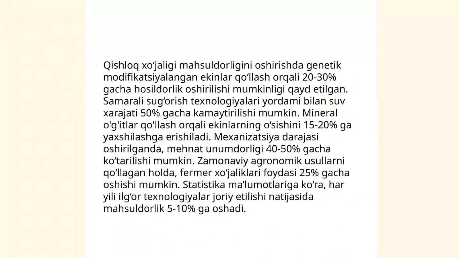 O'zbekistonda qishloq xo'jaligi va sanoat sohasidagi o‘zgarishlar 4