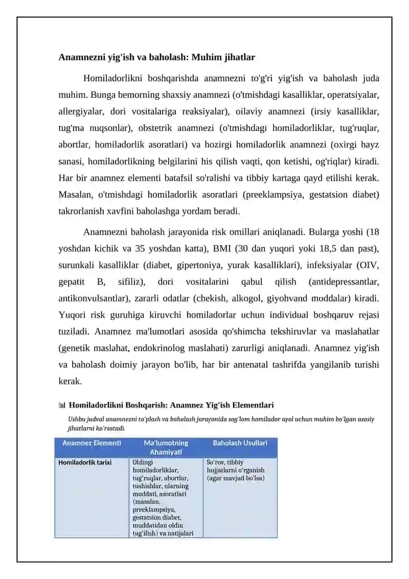 Sog‘lom ayolda homiladorlikni olib borish. Antenatal parvarish milliy standarti. 4
