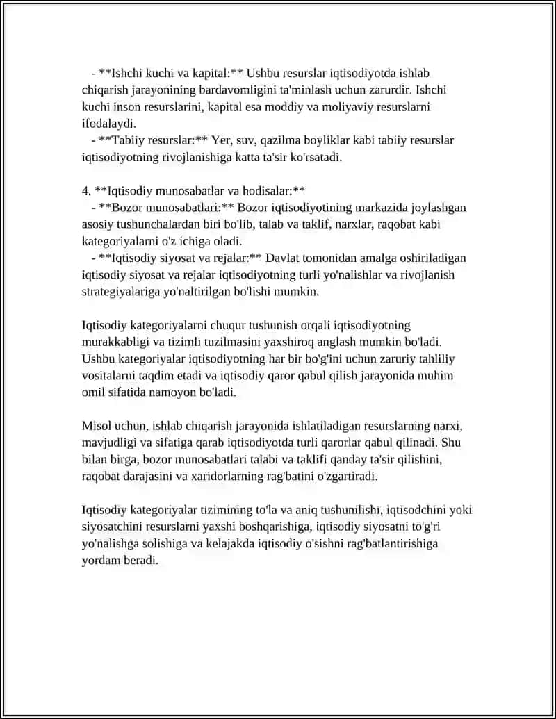 IQTISODIY KATEGORIYALAR TIZIMI VA ULARNING O’ZGARUVCHAN TABIATI 4