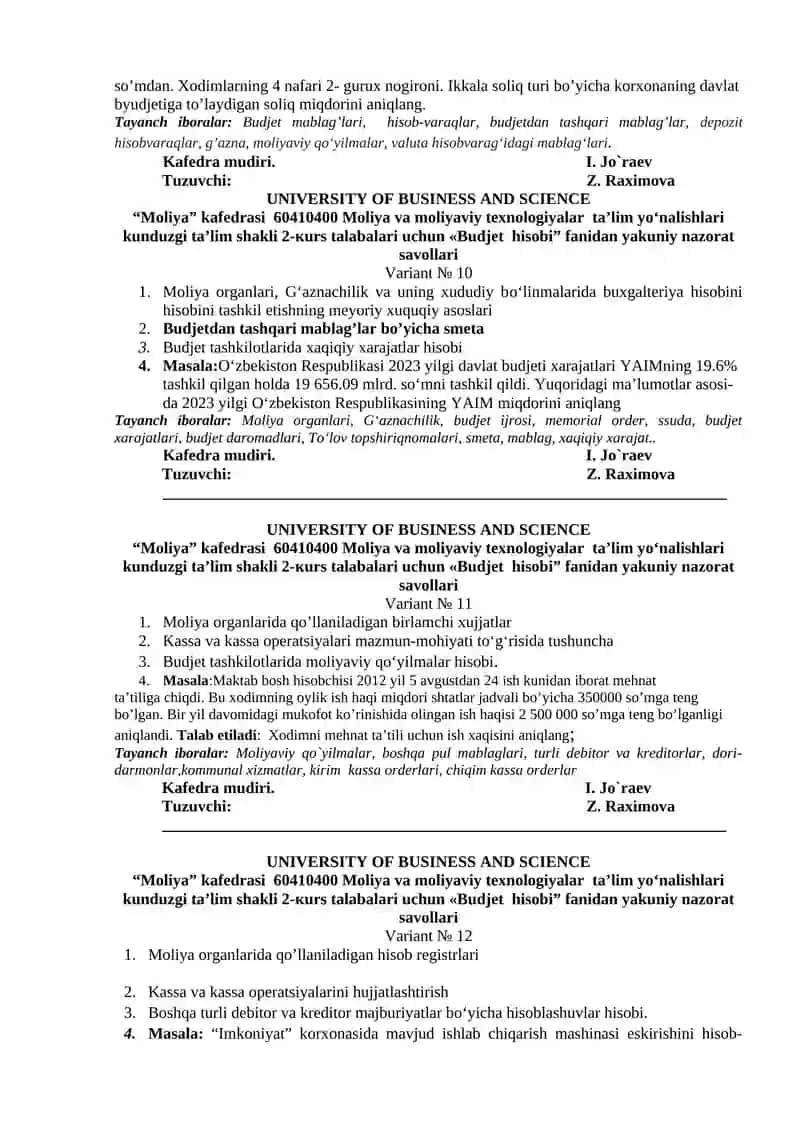 Budjet hisobi (Variant № 1) 4
