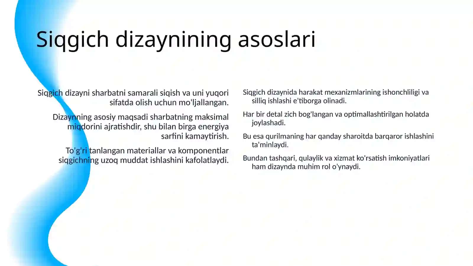 ELEKTR SHARBAT SIQGICHLARNI TUZILISHI, ISHLASH PRINSIPI, TASNIFI TURLARI VA TAVSIFI 4
