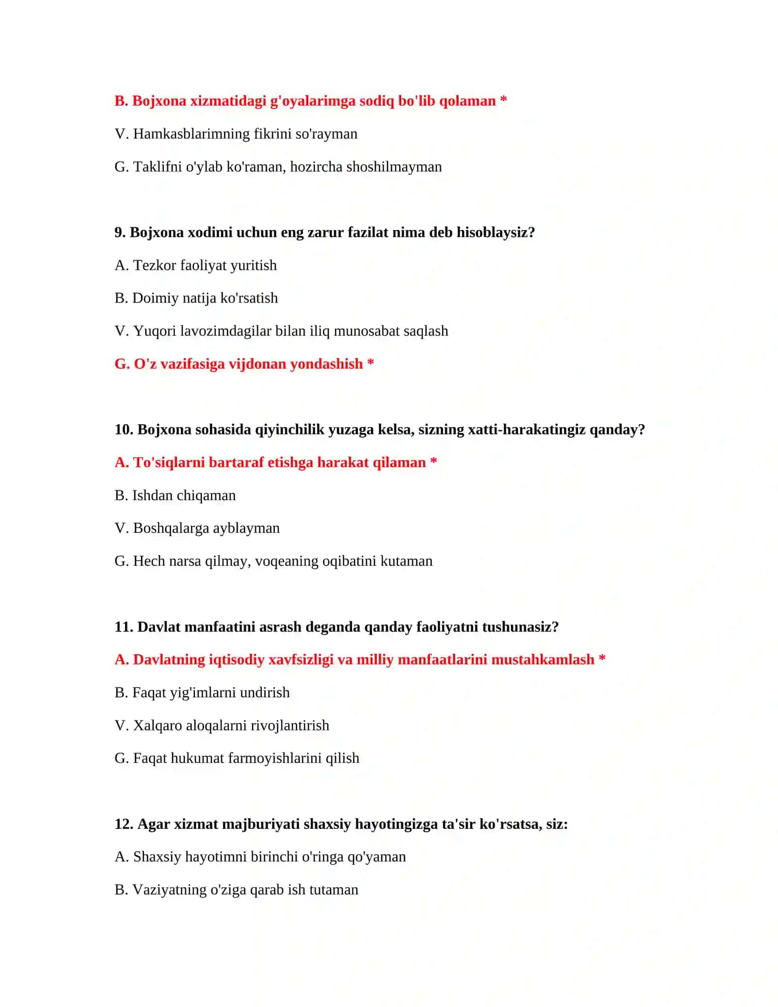 Bojxona testlar to‘plami 4