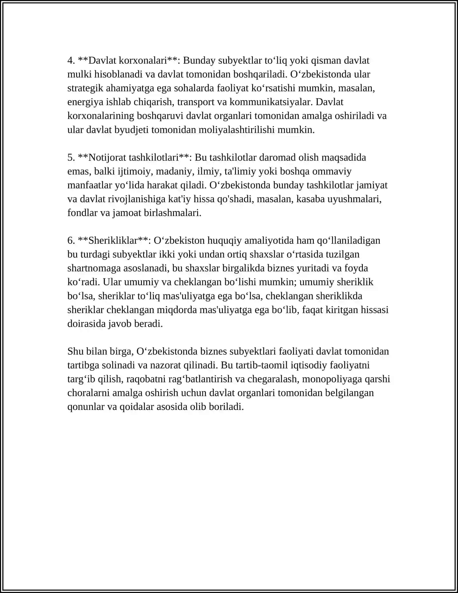 BIZNES HUQUQI SUBYEKTLARI VA ULARNING TURLARI 4