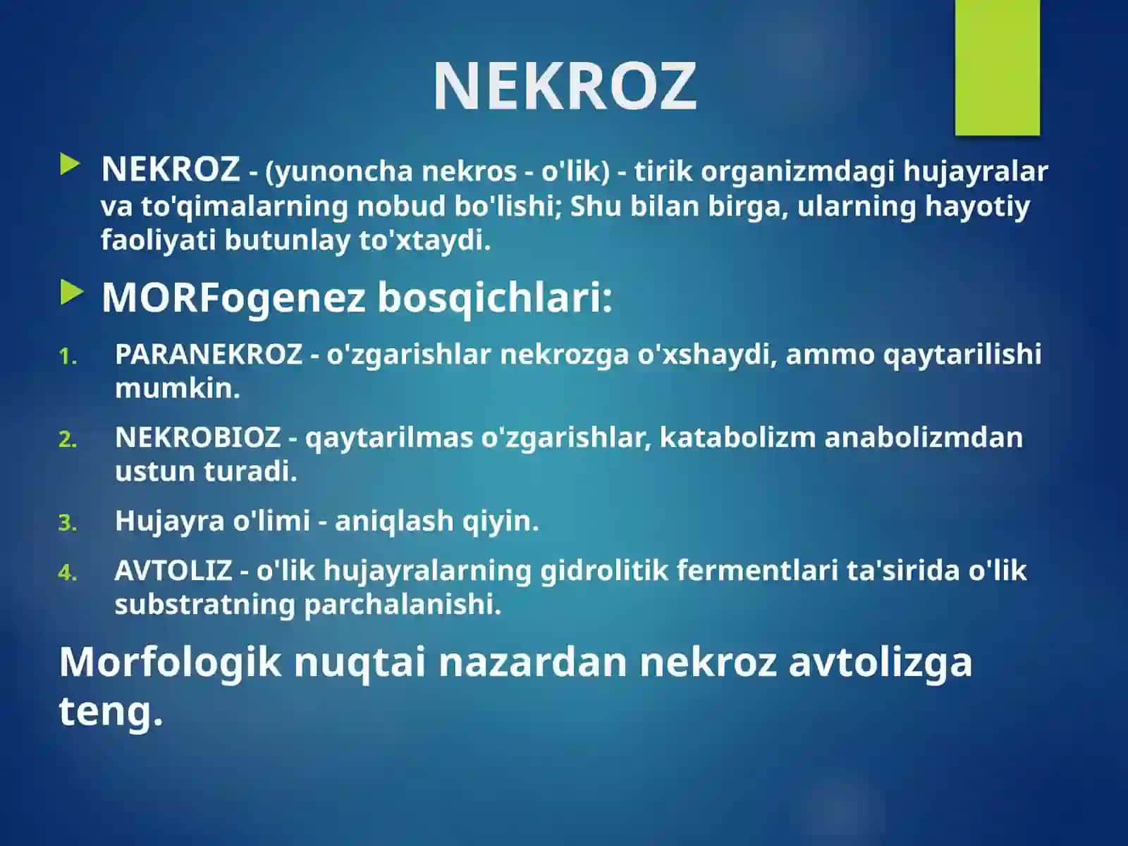 Nekroz. Apoptoz. Tushuncha, tasnifi Morfologiyasi, natijalari va organizm uchun ahamiyati 4