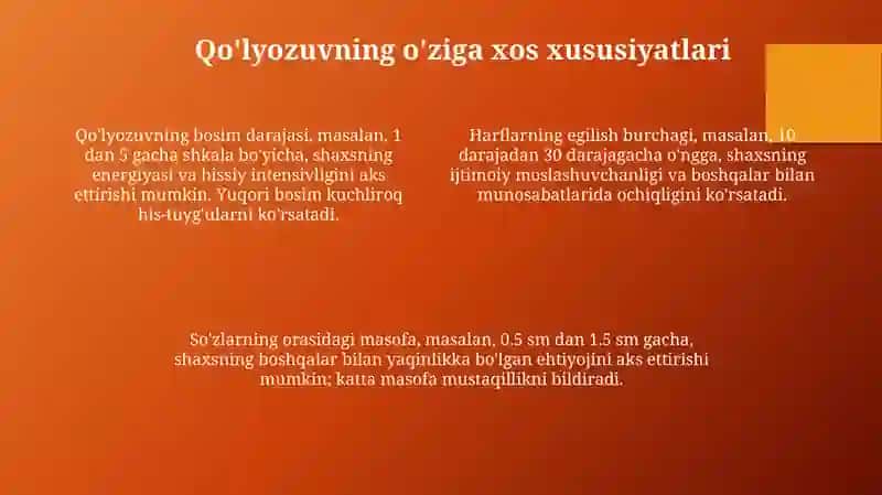 Qo'lyozuvning umumiy va xususiy belgilari 4