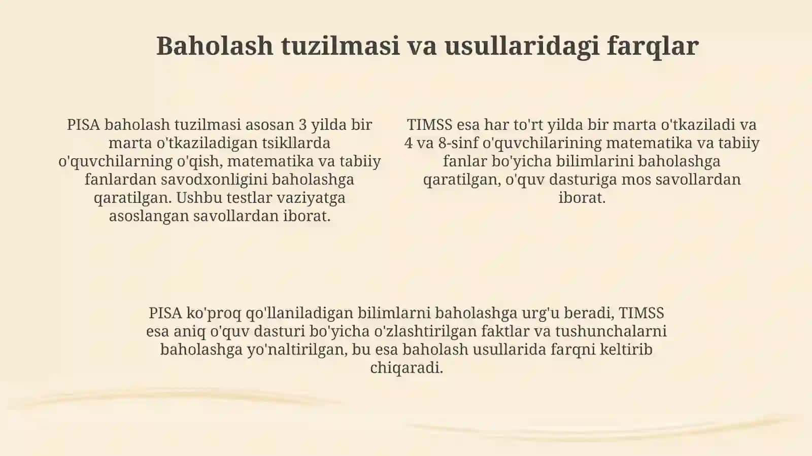 PISA va TIMSS: Umumiy jihatlar va farqlar 4