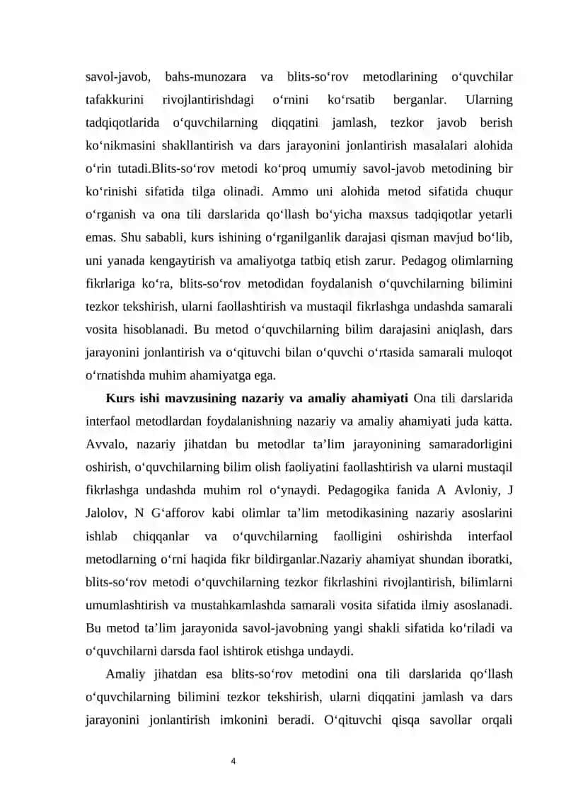Ona tili darslarida“blits-so‘rov” metodini qo‘llash. 4