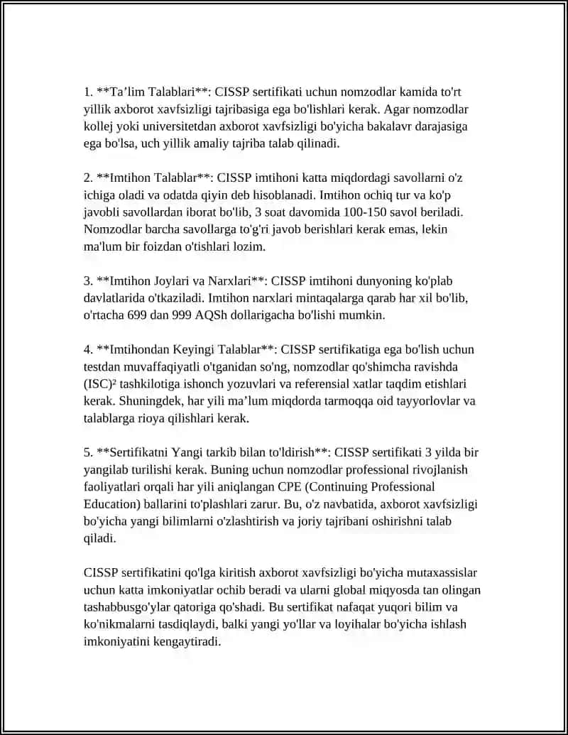 KIBERXAVSIZLIGI SOHASIDA MASHHUR SERTIRIKATLARI 4