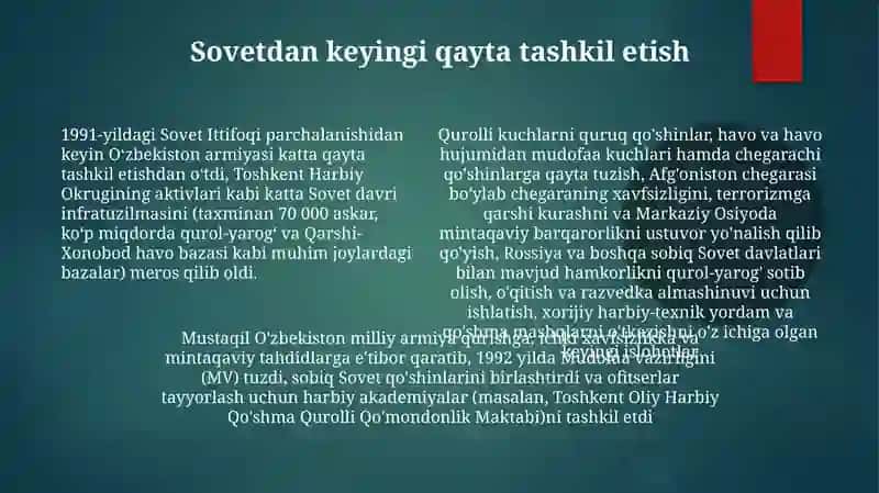 Oʻzbekistonda harbiy sohaning shakllanishi 4