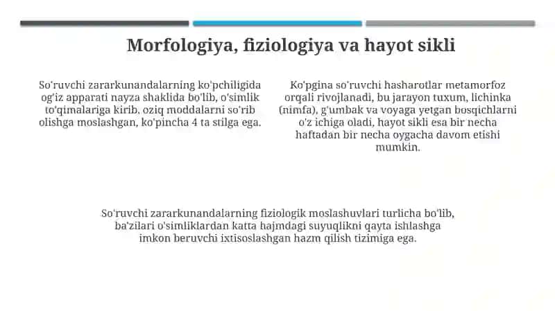 So'ruvchi zararkunandalar va ularning bioekologik xususiyatlarini oʻrganish 4