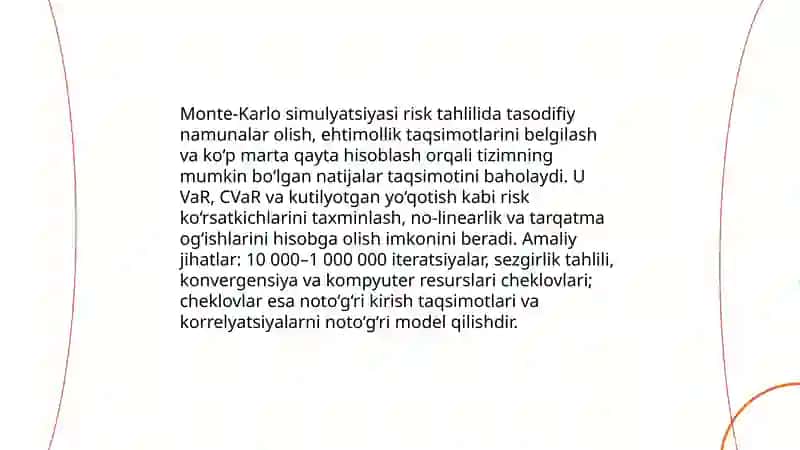 Modellashtirish va risklarni tahlil qilish 4