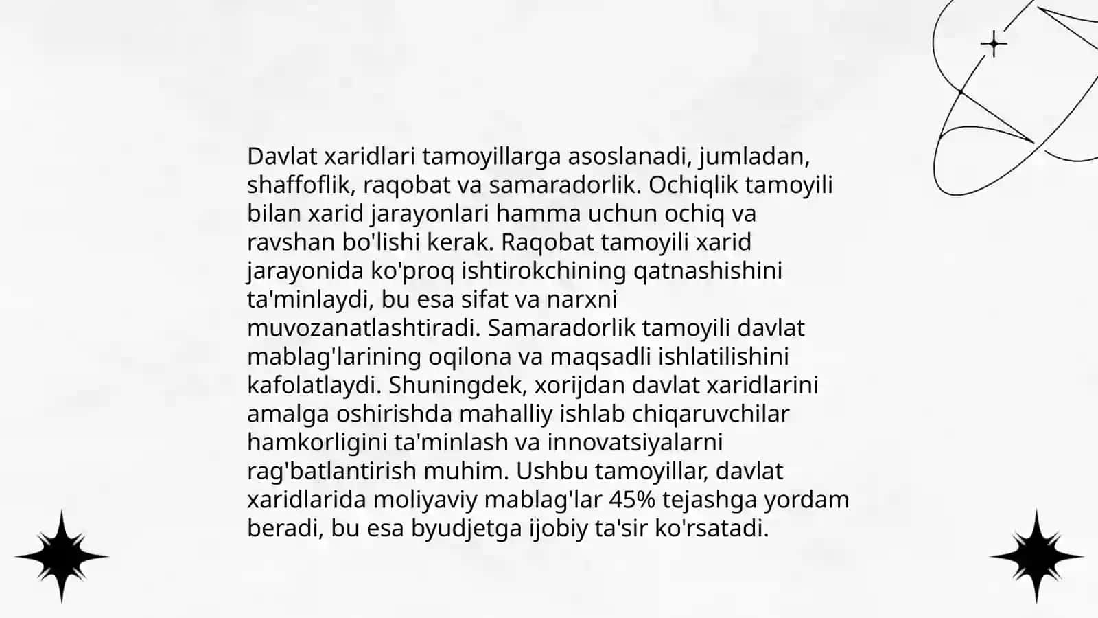 Davlat xaridlari jaraoniga doir umumiy talablar 4