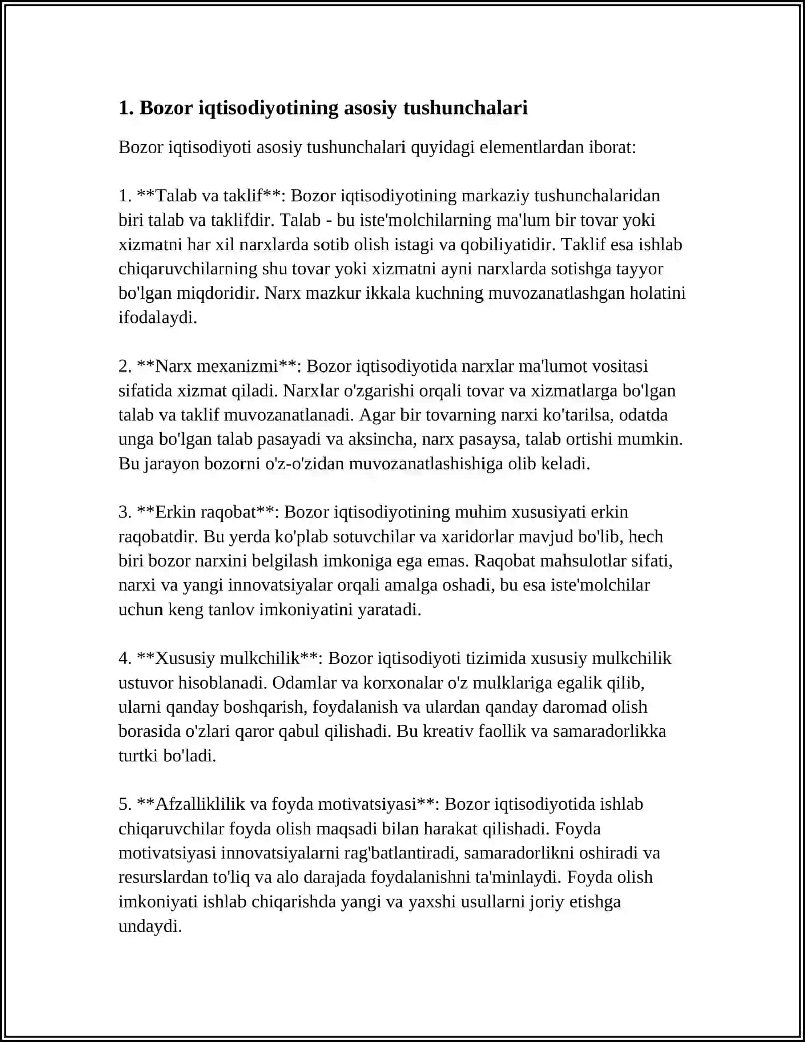 BOZOR IQTISODIYOTINING AFZALLIKLARI VA KAMCHILIKLARI 4