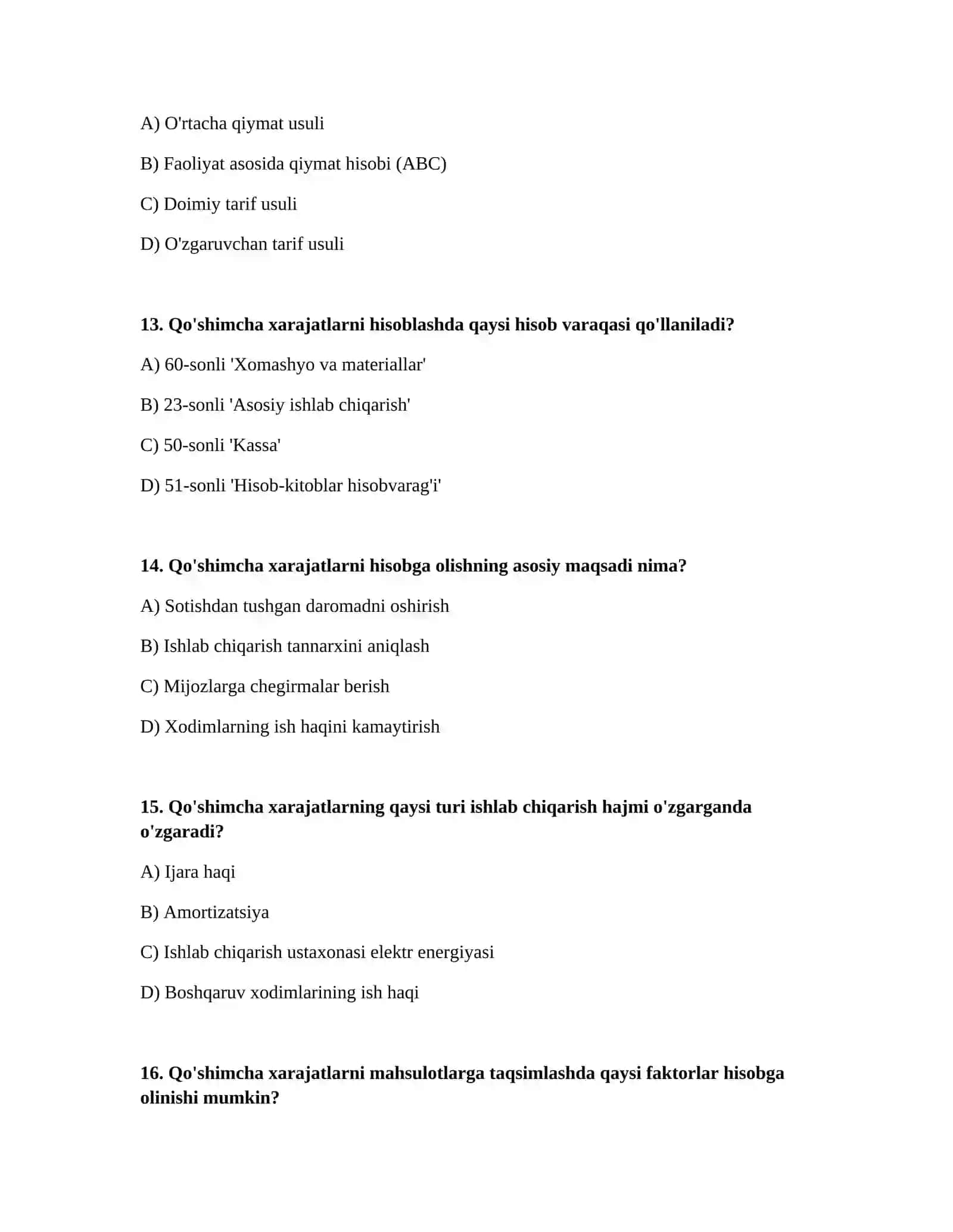 Ishlab chiqarish qo’shimcha (ustama) xarajatlarni hisobga olish 4
