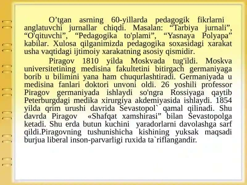 N.I.Pirоgоvning pedagogik g’oyalari 4