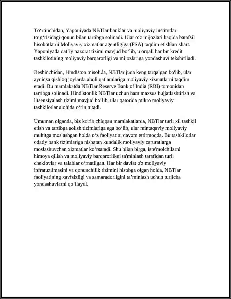 NOBANK KREDIT TASHKILOTLARI XORIJIY MAMLAKATLAR TAJRIBASI 4