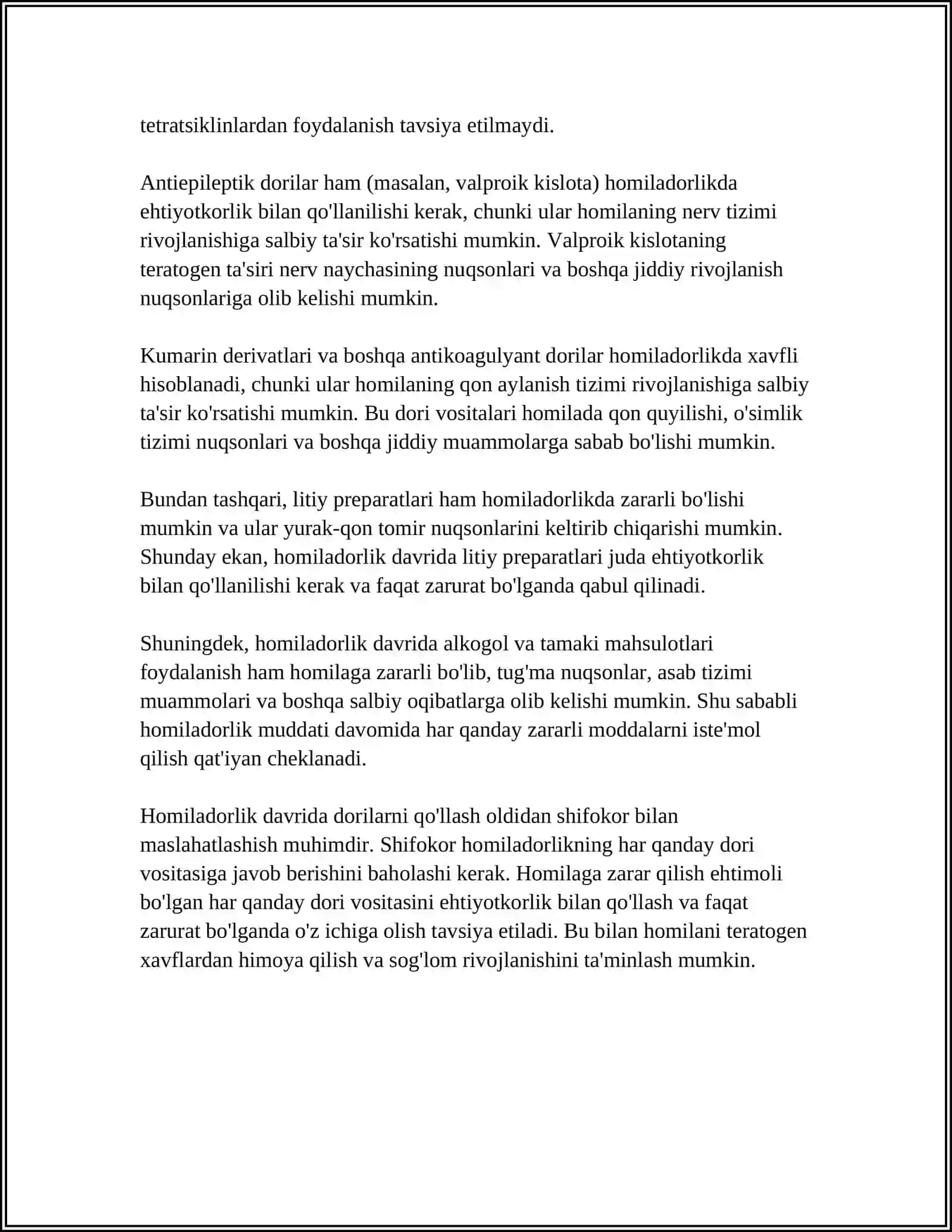 DORI VOSITALARINING HOMILAGA TASIRI 4