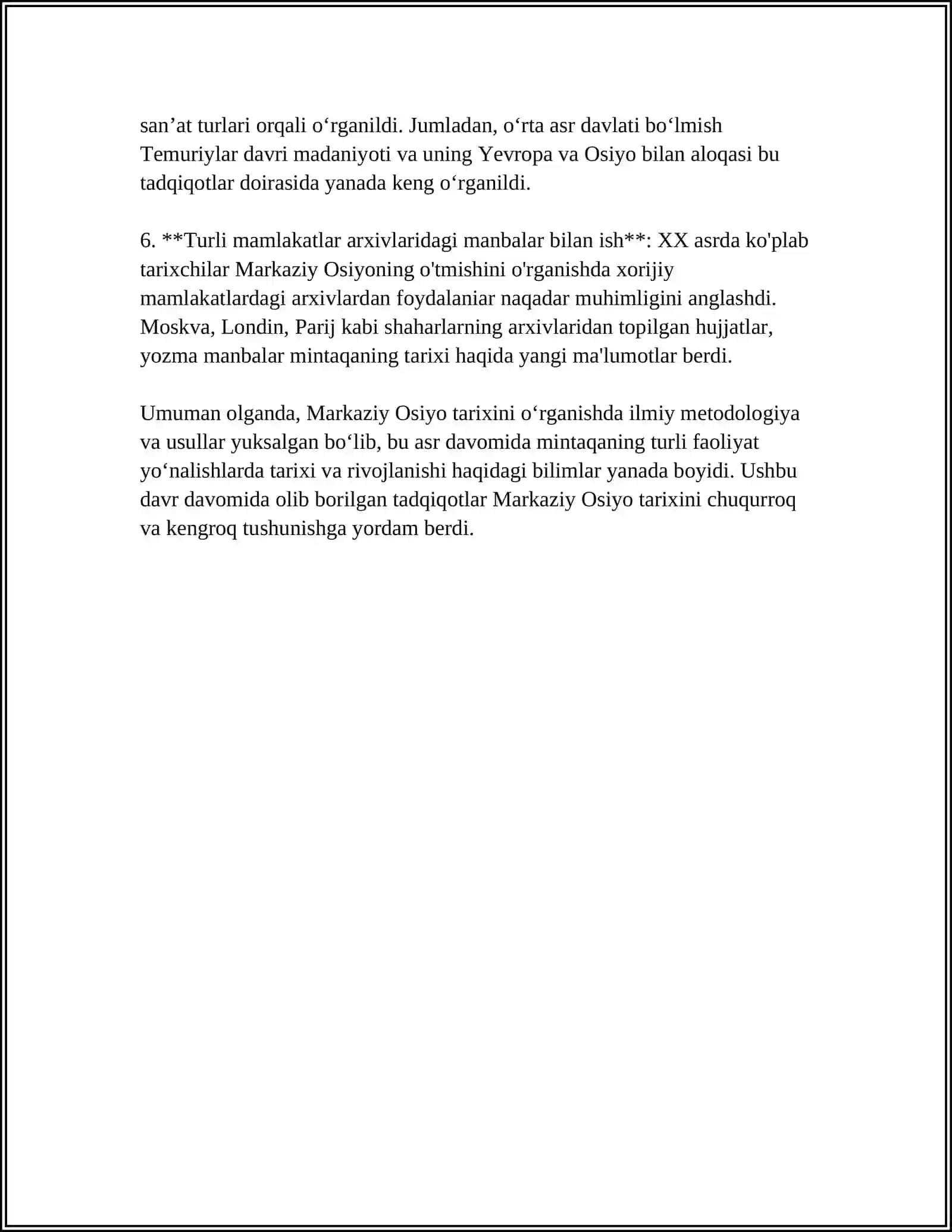 XX asrda Markaziy Osiyo tarixi boʻyicha tadqiqotlar 4