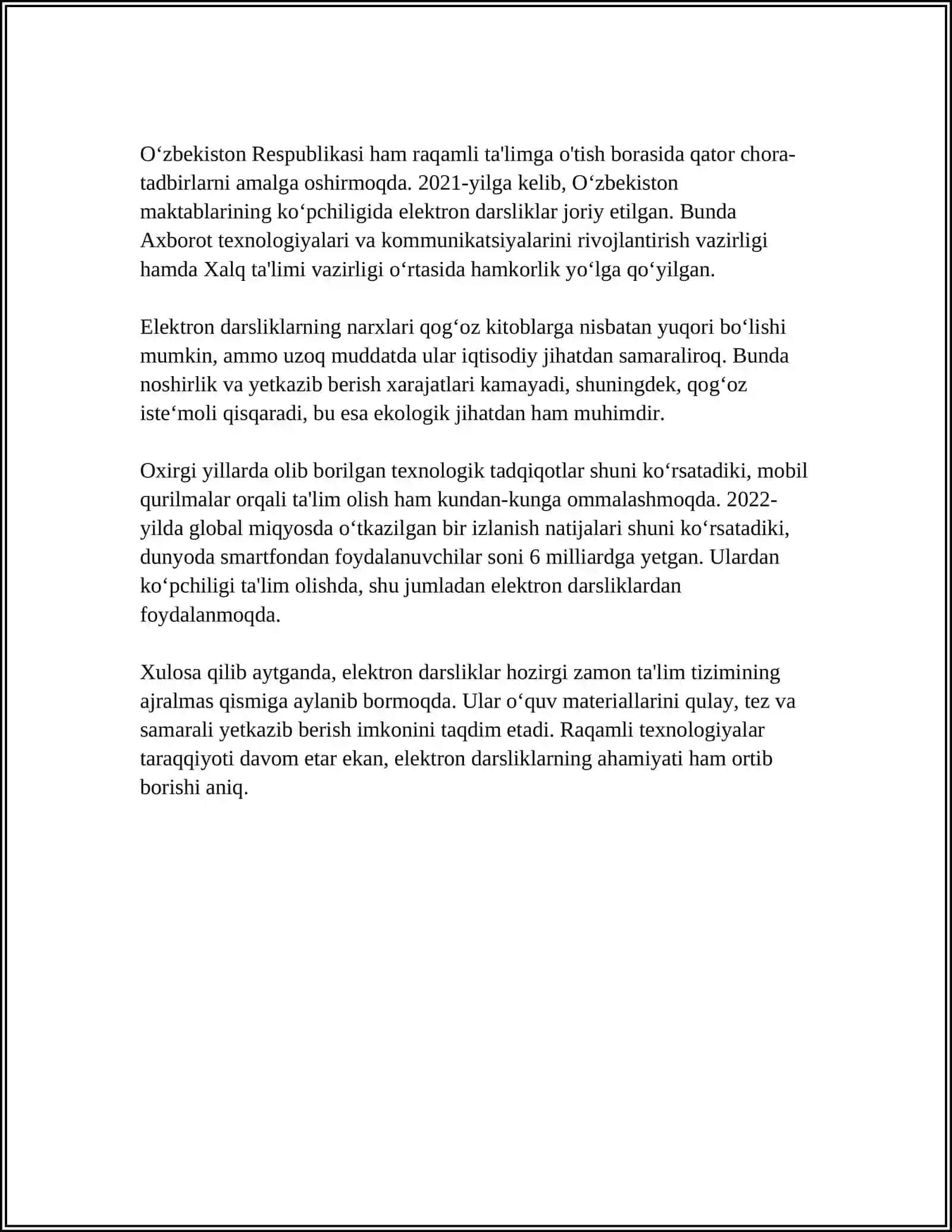 MUTAXASSISLIK FANLARIDAN ELEKTRON DARSLIKLARNI YARATISH TEXNOLOGIYASINI AMALIY O‘RGANISH 4