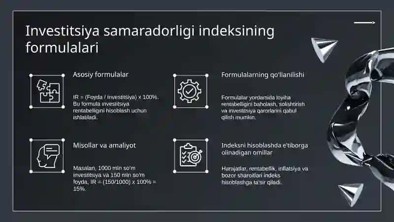 Investitsiyasamaradorligi indeksining asosiy tushunchalari 4