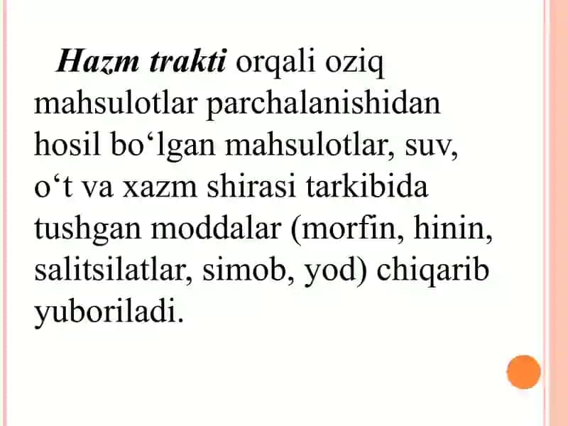 Organizimning ayiruv funksiyalari fiziologiyasi. 4
