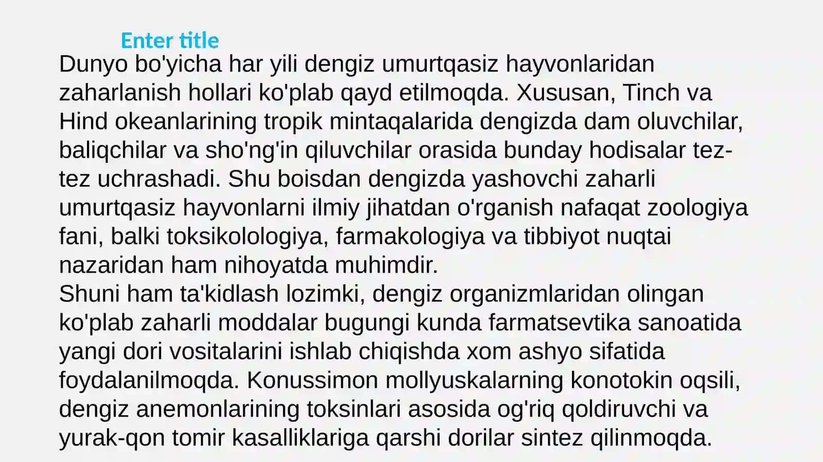 DENGIZDA YASHOVCHI UMURTQASIZ ZAHARLI HAYVONLAR 4