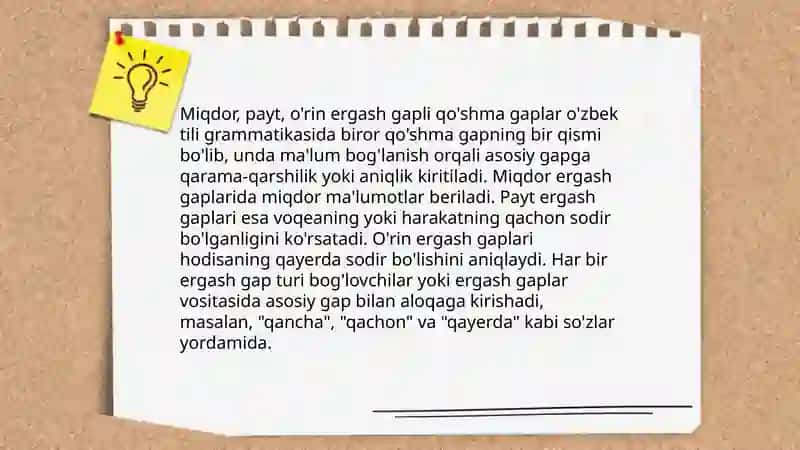 Ravish daraja miqdor payt oʻrin ergash gapli qoʻshma gap 4