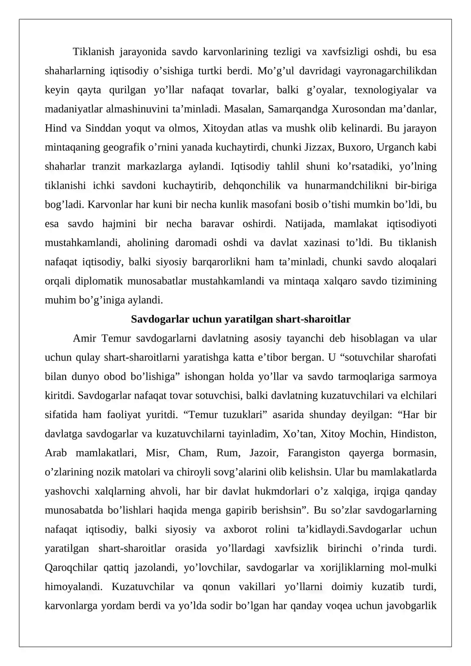 Amir Temur va temuriylar davrida savdogarlarning siyosiy jarayonlardagi ishtiroki 4