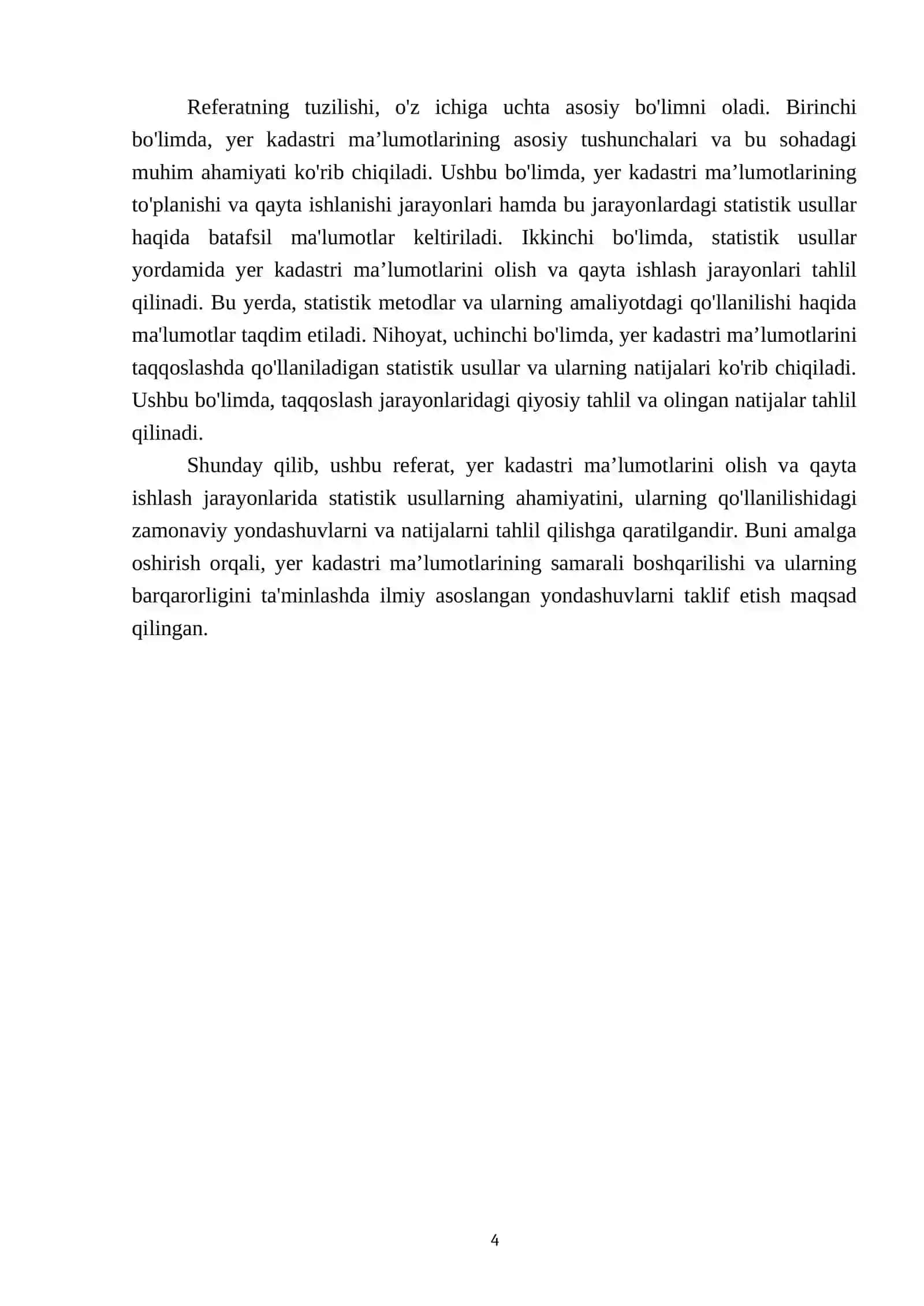 Yer kadastri ma’lumotlarini olish va qayta ishlashning statistik usullari 4