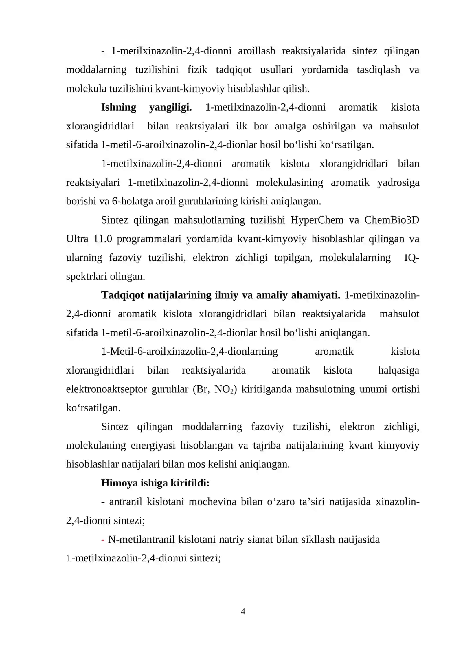 1-metilxinazolin-2,4-dionni fecl3.6h2o katalizatori ishtirokida aromatik kislota xlorangidridlari bilan atsillash 4