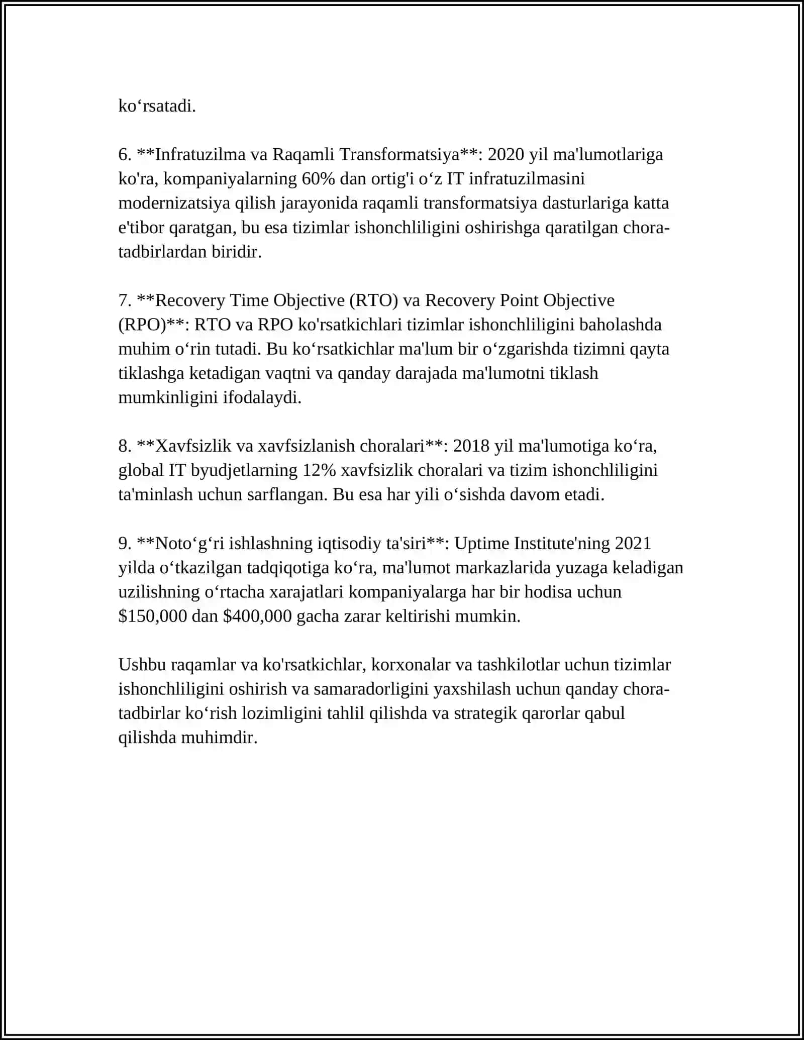 HISOBLASH SISTEMALARINI BUZILMASDAN ISHLASH EXTIMOLINI TOPISHGA DOIR MASHQLAR 4