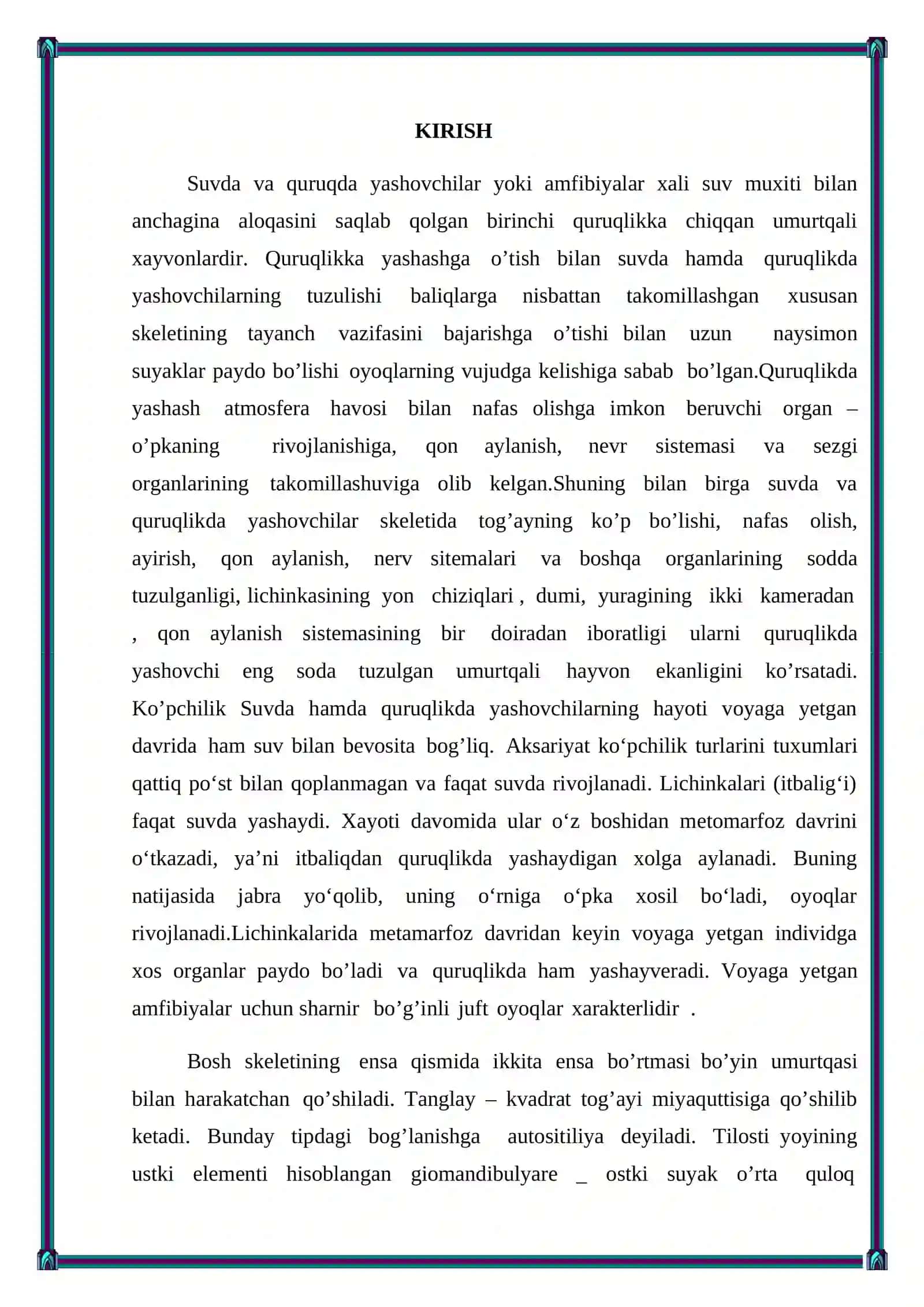 Suvda hamda quruqlikda yashovchilar sinfi tuzilishi 4