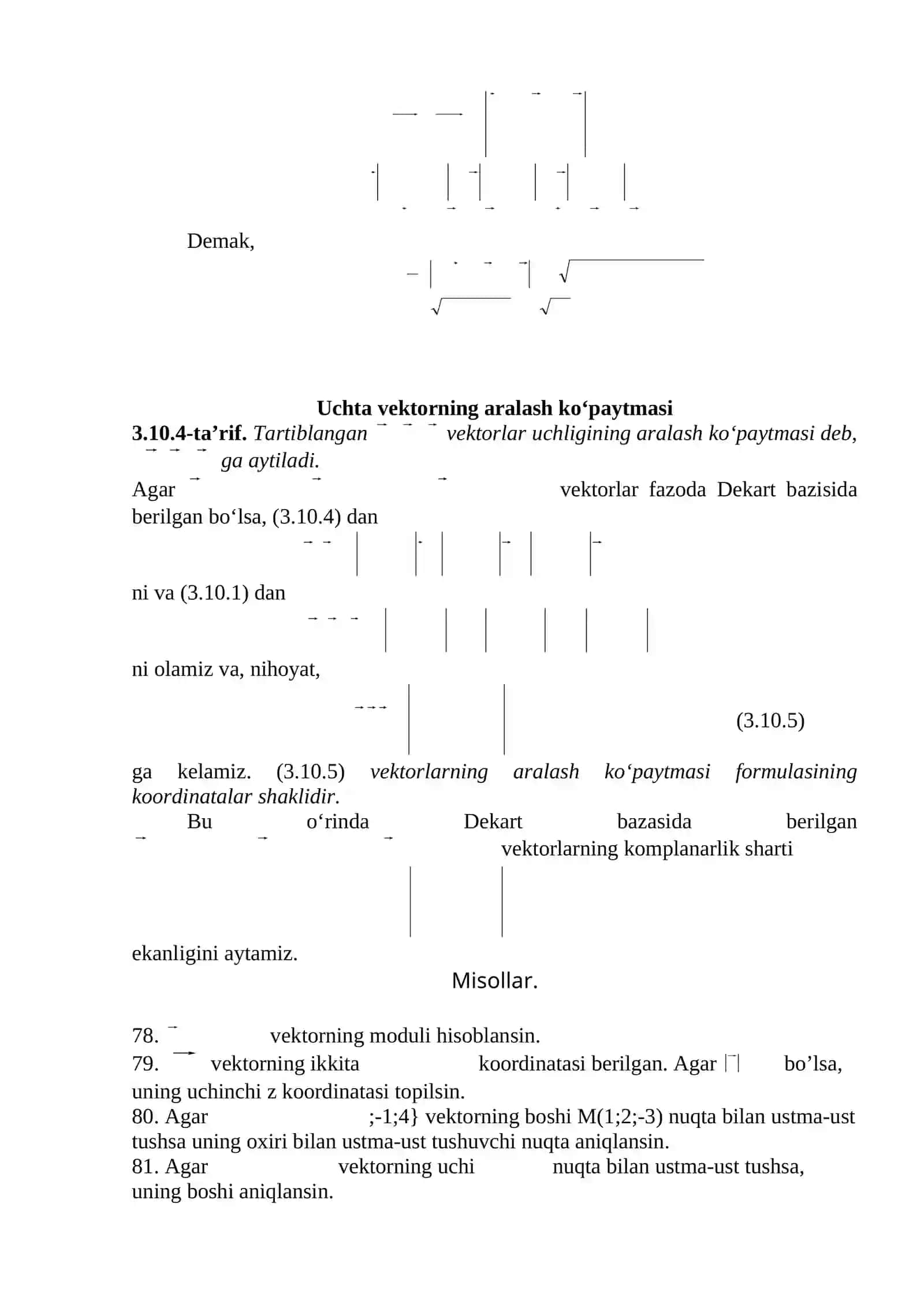 Vektorlar ustida arifmetik amallar 4