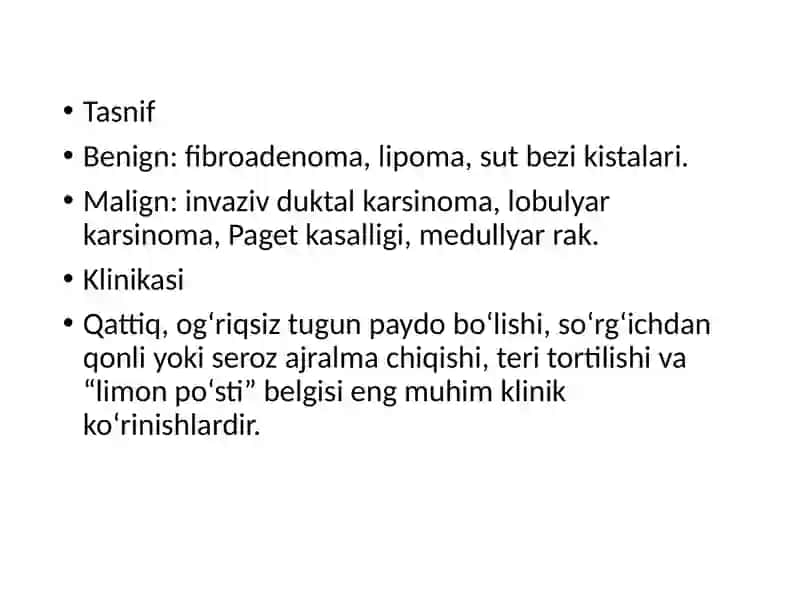 Sut bezi o‘smalariBenign va malign tushunchasi 4