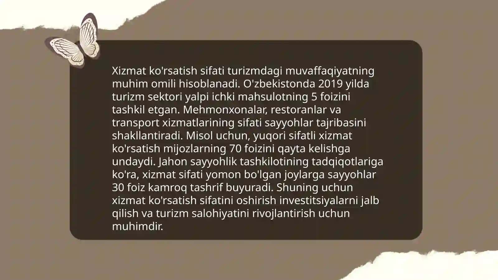Turizmda xizmatlarning o'ziga xos xususiyatlari 4
