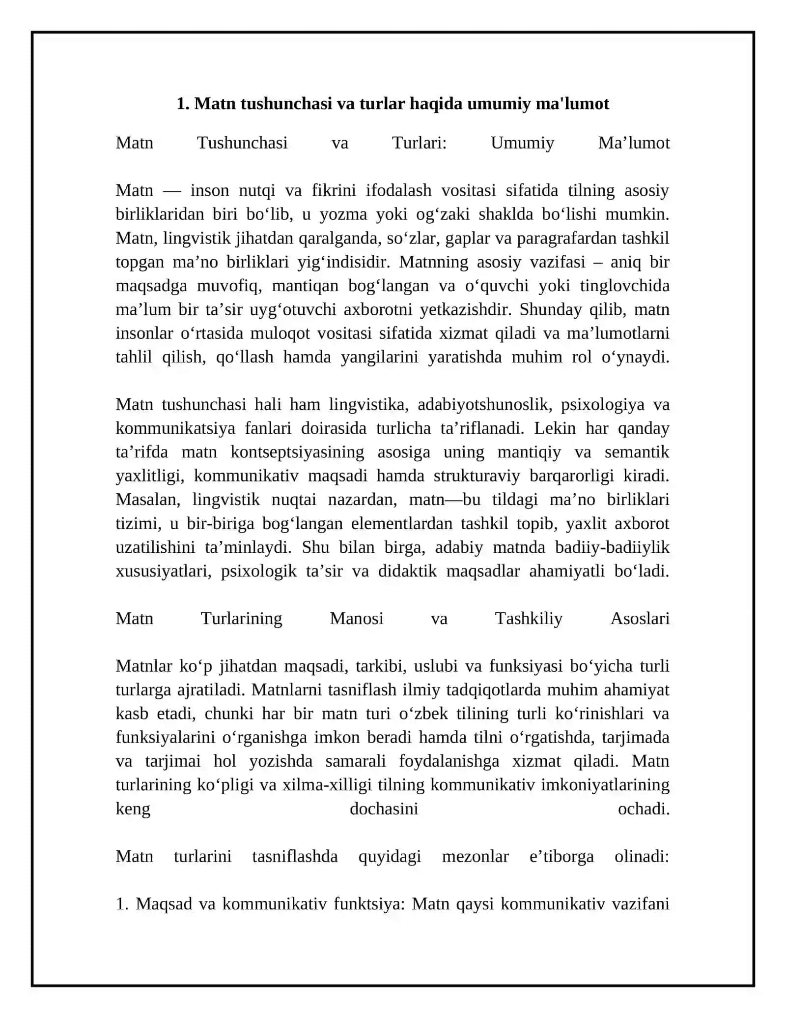 Matn turlari,ularning oʻziga xos jihatlari 4
