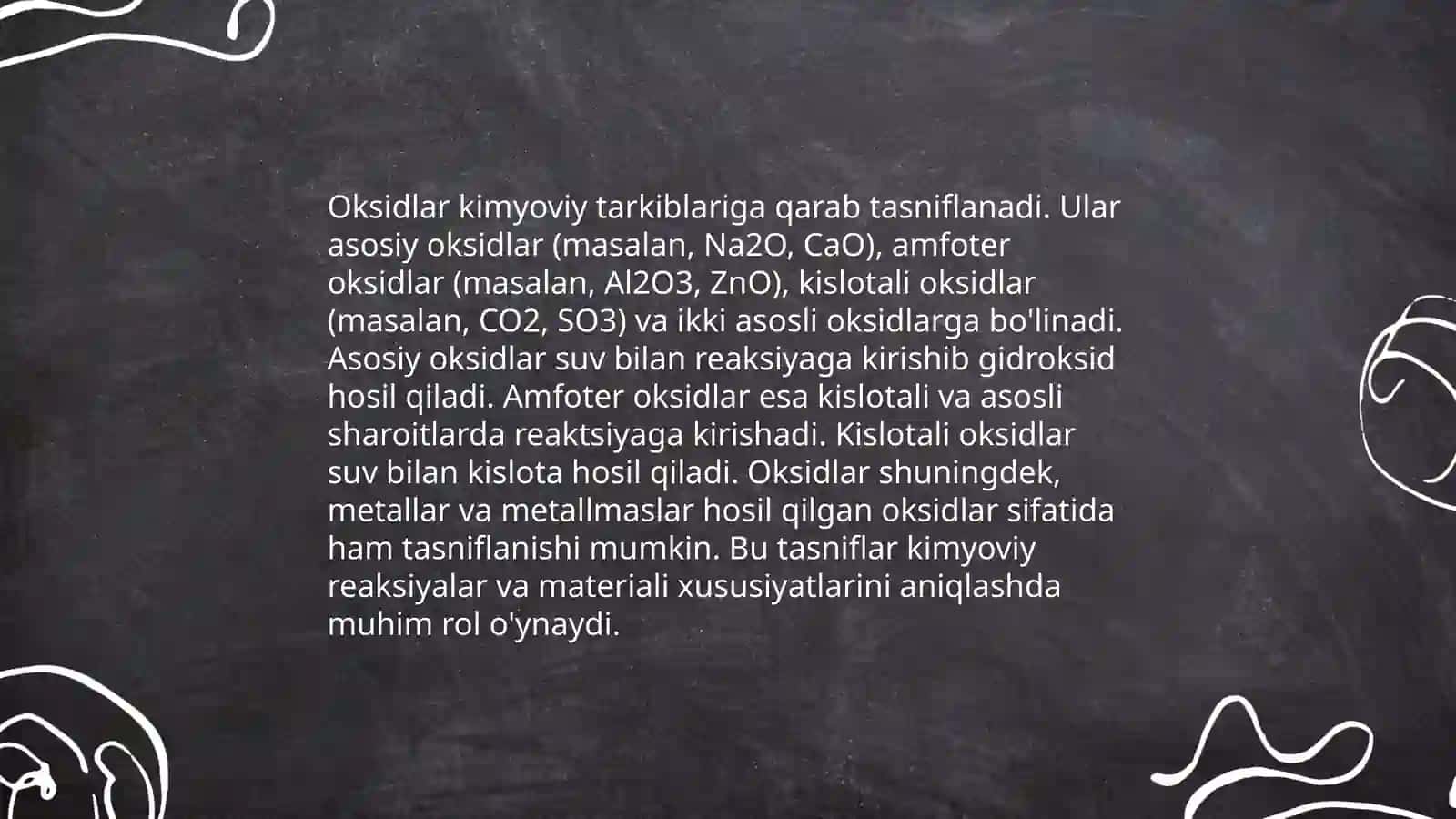 Oksidlarning olinishi va kimyoviy xossalari 4