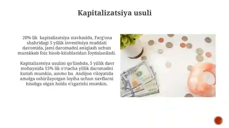 Investitsiyaning kutilgan daromad stavkasini hisoblang 4