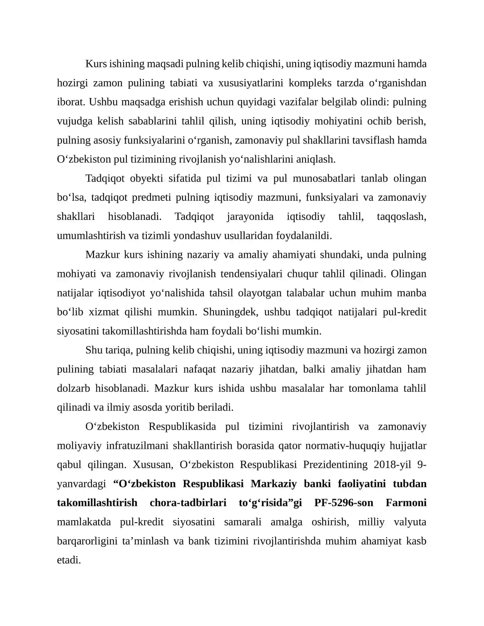 Pulning kelib chiqishi,mazmuni. Hozirgi zamon pulining tabiati va mazmuni kurs ishi 4