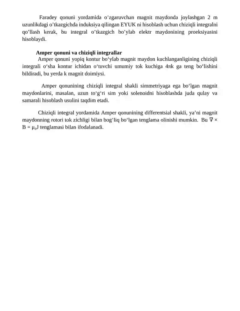 Magnit maydonlarida chiziqli integrallarni qo'llash 4