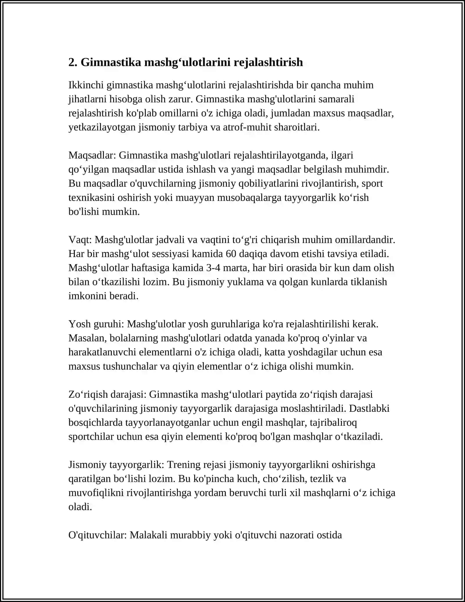 GIMNASTIKANI TASHKIL QILISH VA OʻTKAZISH METODIKASI 4